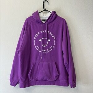 Free The Sheep Sky In You Hoodie Purple 2XL Plush Faux Fur Lined Anxiety Relief